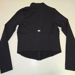 ALO Yoga Black Cropped Zip-Back Jacket with Subtle Logo